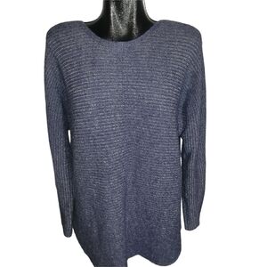 Jana Angora Blend Blue Knit Dolman Sleeve Sweater Size XL
